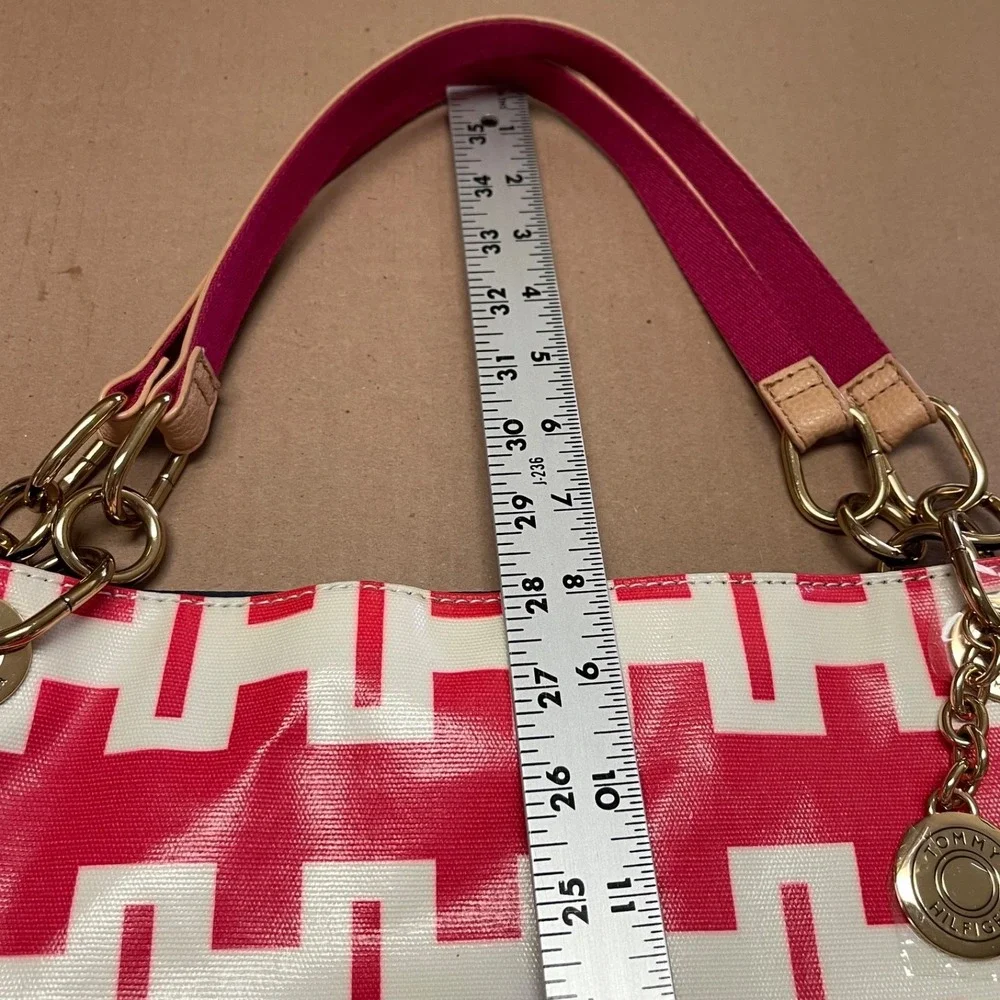 Tommy Hilfiger H Monogram Hot‎ Pink & White Commuter Bag Purse Tote NWOT